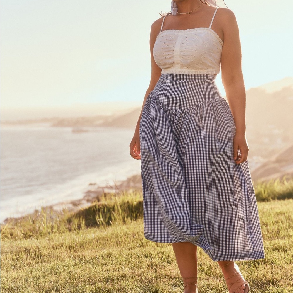 Anthropologie Hutch Gingham Midi Skirt NWT